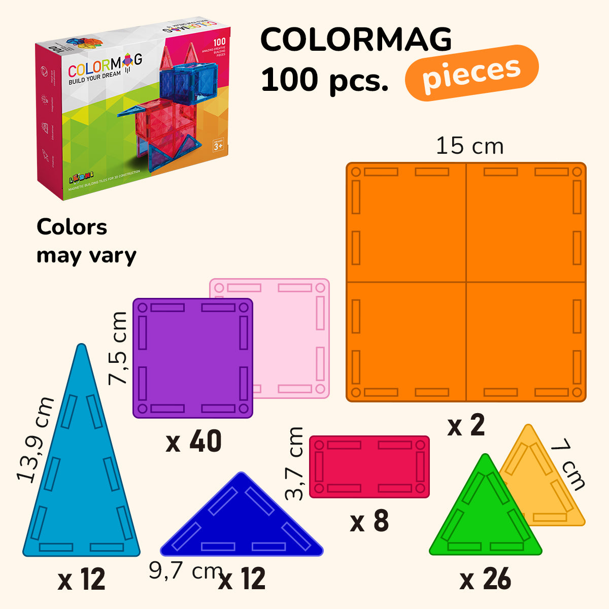 COLORMAG - Mágneses építőkészlet 100 db-os
