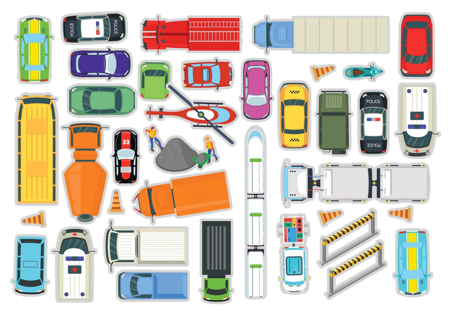 Újrafelhasználható matricák : A járművek világa