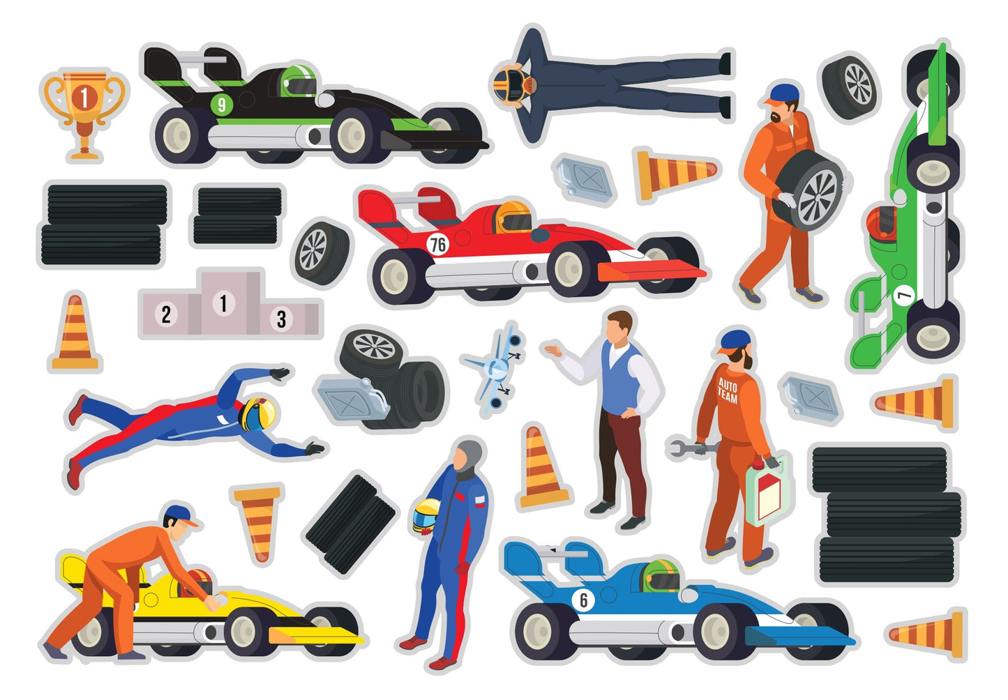 Újrafelhasználható matricák : A járművek világa