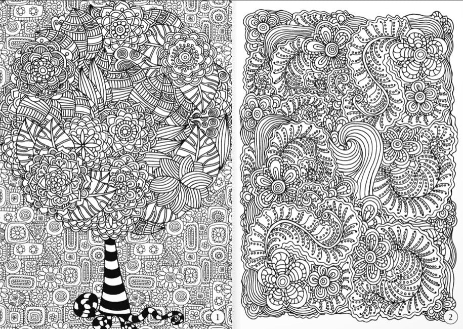 Stresszoldó színezőkönyv– Fák és díszítő motívumok
