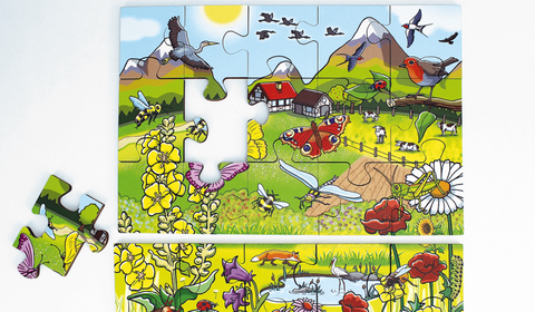 Padló puzzle - Virágok a réten