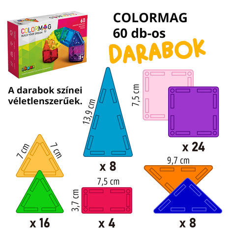 COLORMAG - Mágneses építőkészlet 60 db-os