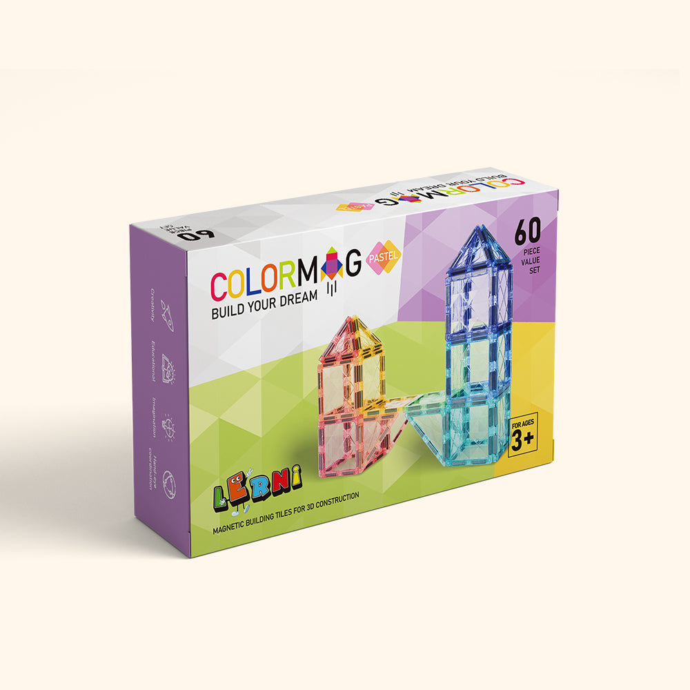 Mágneses építőkészlet COLORMAG 60db - pasztell